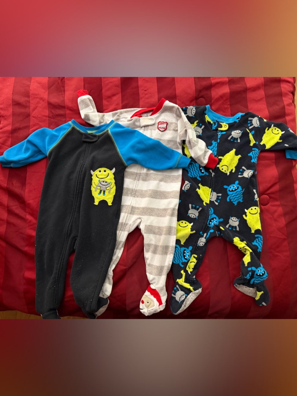 Boys Fleece Footie Pajamas- size 12 mo